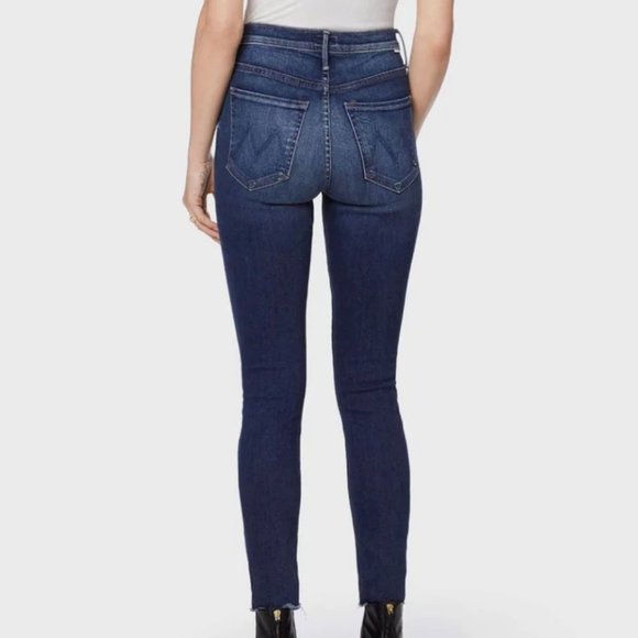 MOTHER High Rise Dark Wash The Stunner Ankle Fray Jeans - Picture 3 of 13